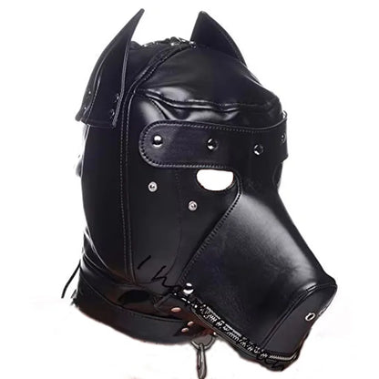Leather Padded Hood Mask Blindfold Head Restraint Harness Mask, BDSM Bondage Gimp,Sexy Costume