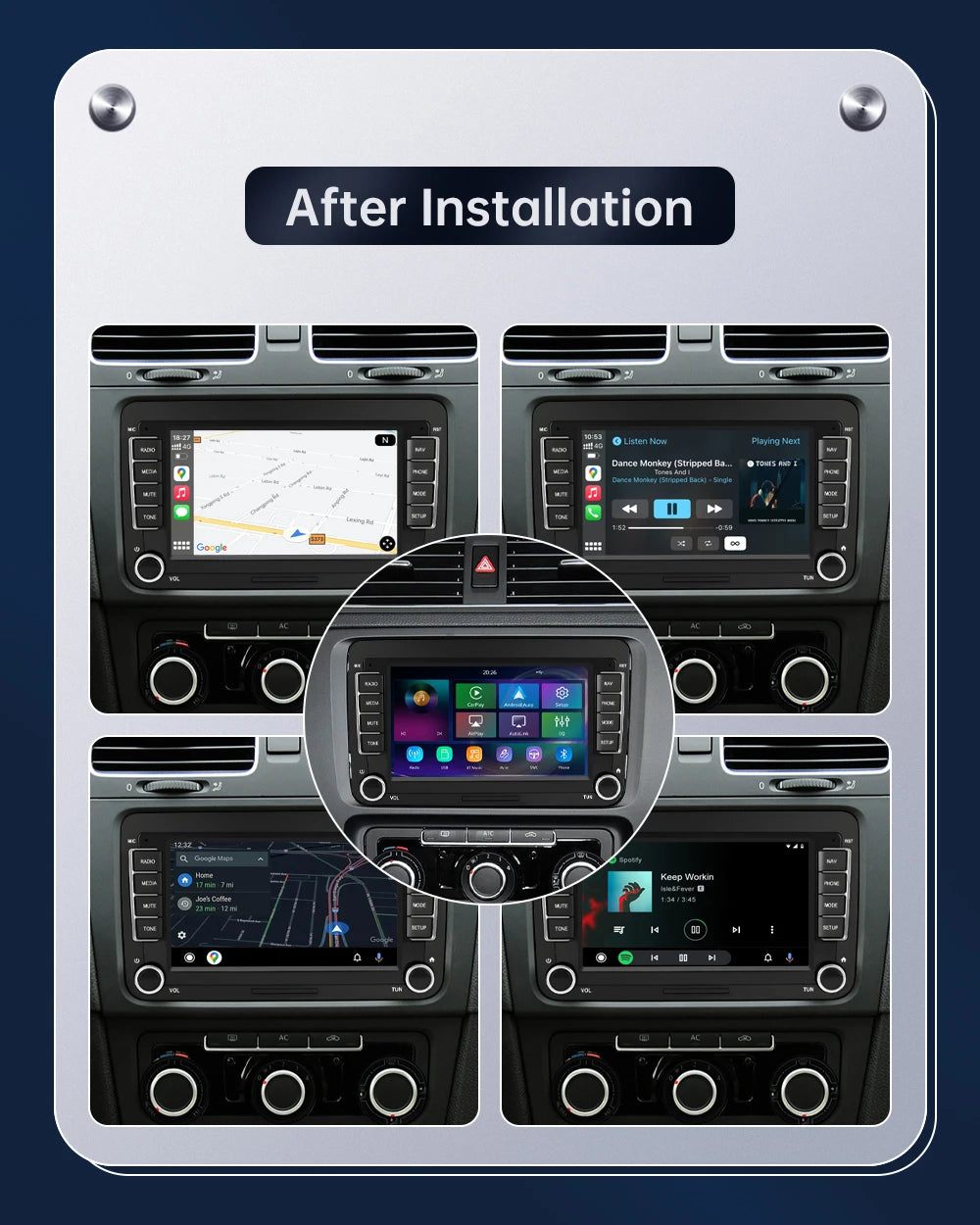 Road Top 7" HD Car Radio Wireless CarPlay Android Auto Stereo Audio For Volkswagen/Seat/Skoda/Passat/Golf/Polo Player
