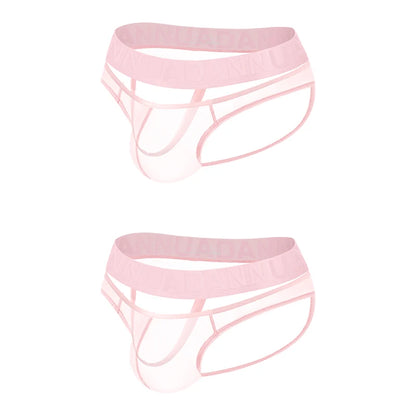 Men's Sexy See-Through Pouch Mini Tight Briefs Unique Crotch Cutout Ice Silk Cooling Underwear