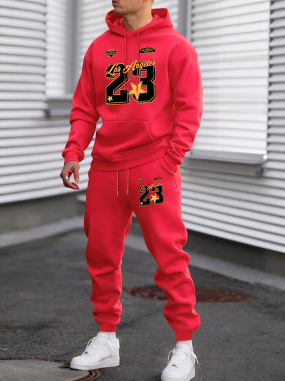 California Los Angeles Number 23 Print Autumn Winter Man Hoody Long Pants Set Fleece Jogging Sweatpant Basic Casual Sweatshirts