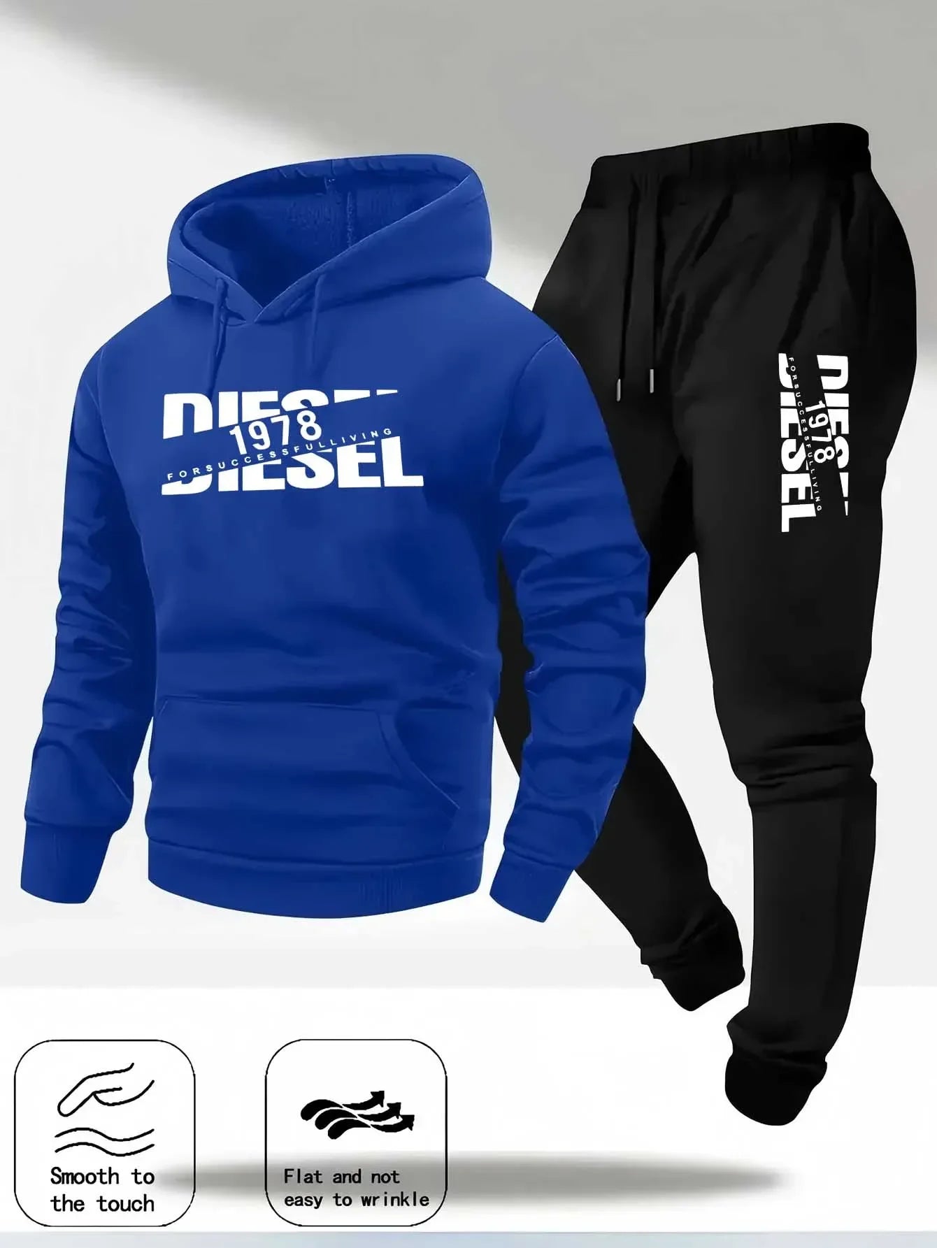 Men's hooded pullover sports fashion gift set, with hood, suitable for autumn and winter casual sweaters and pants