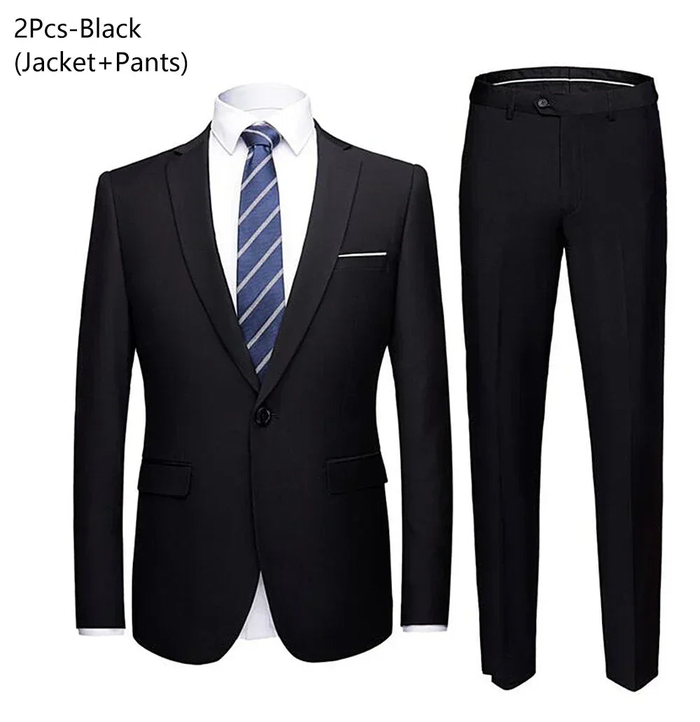 Suit Men Elegant For Wedding 3 Pieces 2 Set Jackets Vest Pants Blazers Groom's Formal Full Business Coats 2025 Costume
