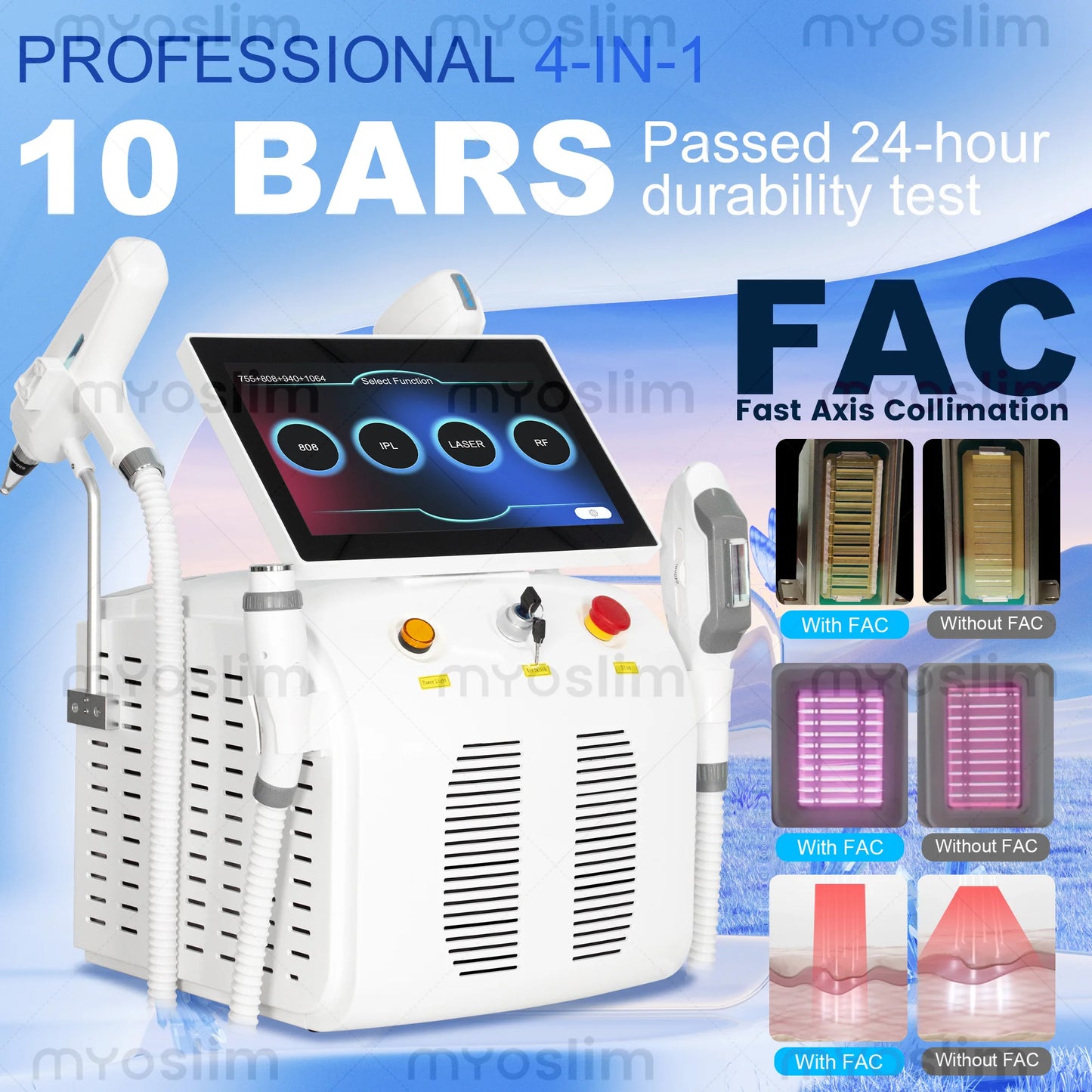 4 IN 1 Soprano Titanium Ice Platinum RF Diode  4 Wave ND:YAG ipl  Rf Machine Painless Hair Removal Machine