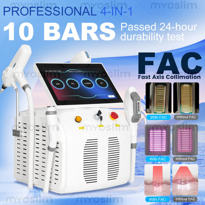 4 IN 1 Soprano Titanium Ice Platinum RF Diode  4 Wave ND:YAG ipl  Rf Machine Painless Hair Removal Machine