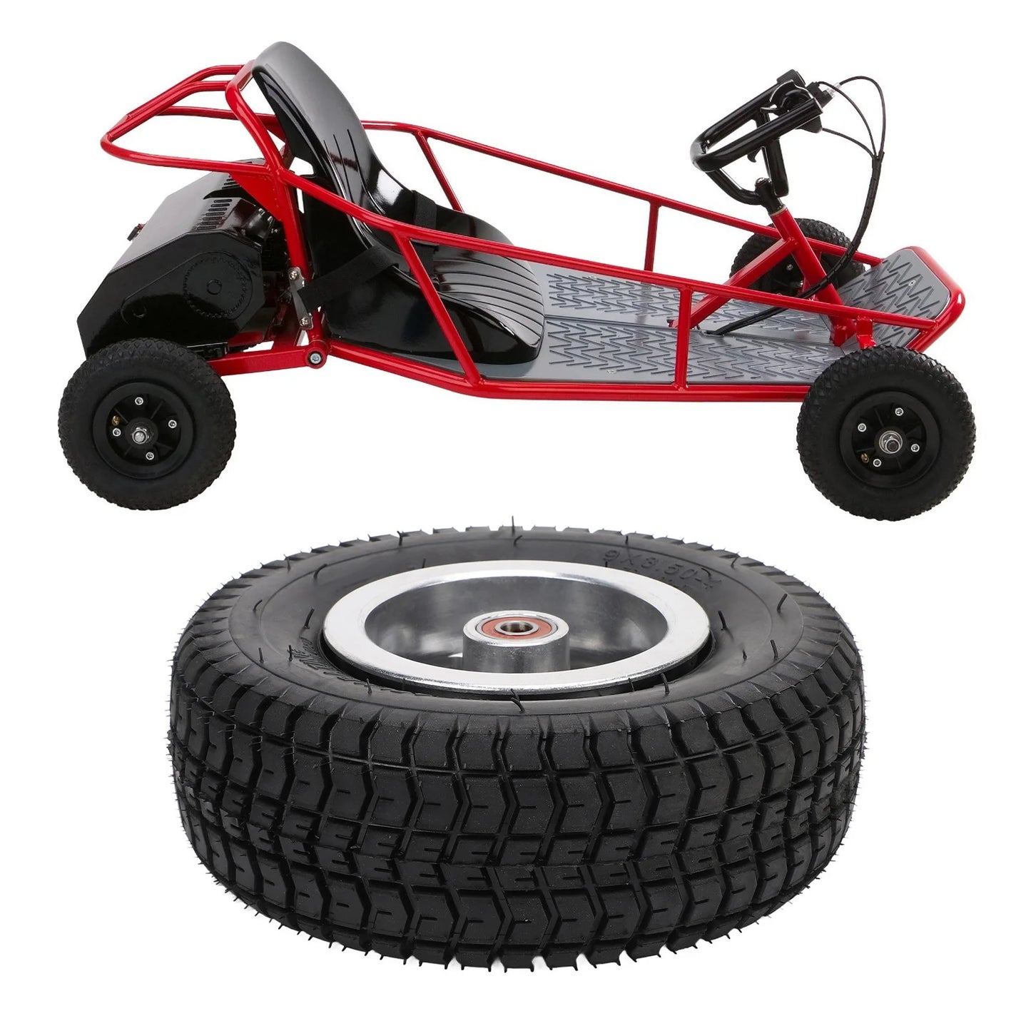 4 Inch Go Kart Tires, 4 Inch Off-Road Tires with Metal Hub, High Traction for Go Karts and Mini Vehicles