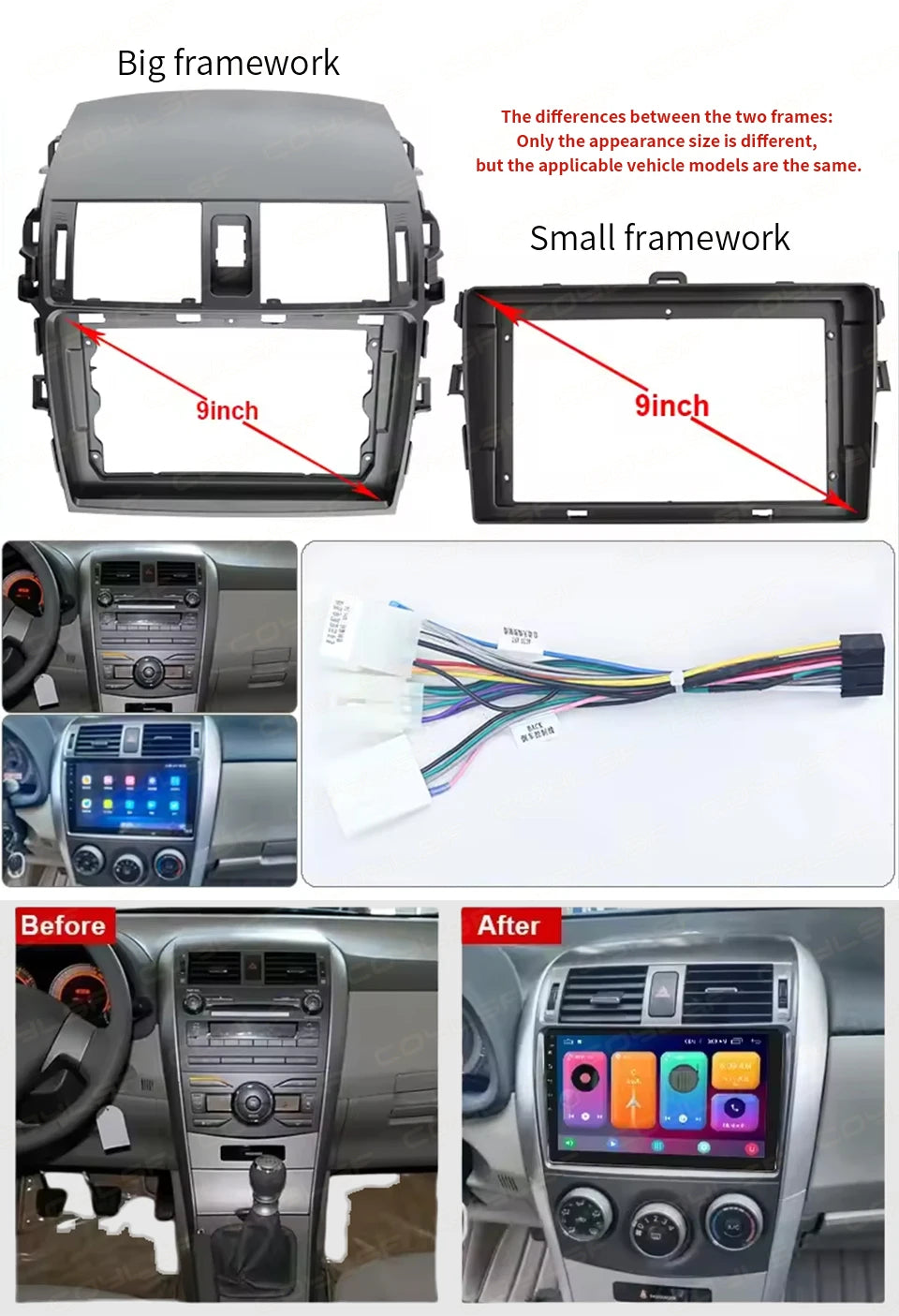 Carplay Android Auto for Toyota Corolla E140/150 2006 2007-2013 Multimedia Automotive Subwoofer Autoradio Android DSP 4G