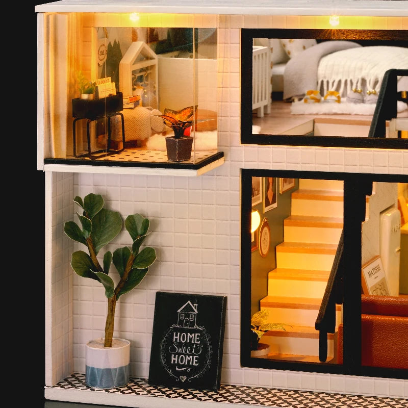 Handmade Doll House Kit Wooden 3D Puzzle Mini DollHouse Assembly Building With Furniture Kits Toys For Xmas Birthday Gifts