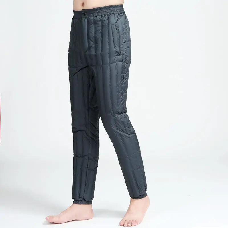 Men's down Pants Duck down Thermal Inner  Winter Cold Resistance Thick Long Trousers Business Gentleman Style Long Pants