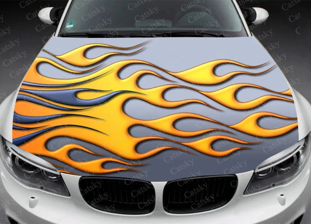 Car Accessories Hood Decal, Fire, Flame, Vinyl, Sticker, Graphic, Wrap Decals, Truck Graphic, Bonnet Sticky Paper, Skull, F150