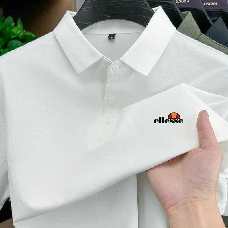 High end brand men's polo shirt printed short sleeved top 2026 summer new comfortable breathable casual and fashionable T-shirt