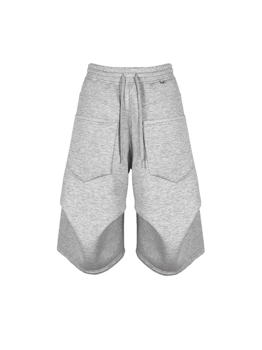 Mauroicardi Spring Summer Loose Casual Soft Shorts for Men Drawstring Elastic Waist Many Pockets Wide Leg Sweatpants Clothes