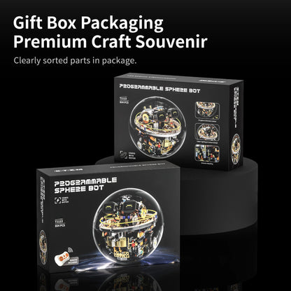 804PCS Programmable Spherical Robot with Remote Control Building Blocks Set, Desktop Ornament, Assembly Toy, Birthday Gift