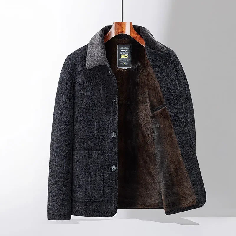 2024 Men Woolen Coats Men's business Casual Trench Coat Winter Coat with wool inner Man Autumn and Winter Wool Coat for Men