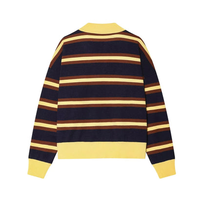 KONDALA 2025 Fall Winter Streetwear Knitted Women POLO Shirts Fashion Elegant Striped Pullover Ladies POLO Shirts