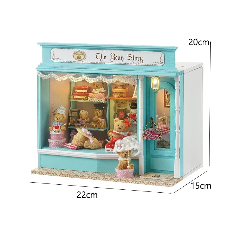 Wooden Dollhouse Kit Handmade Building Model Flower Garden 3D Puzzle Assembly Toy Miniature Doll House With Furniture Lighting
