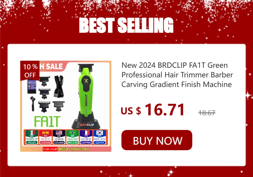 New 2026 BRDCLIP FA1T Green Professional Hair Trimmer Barber Carving Gradient Finish Machine Electric Clipper with Charger Stand