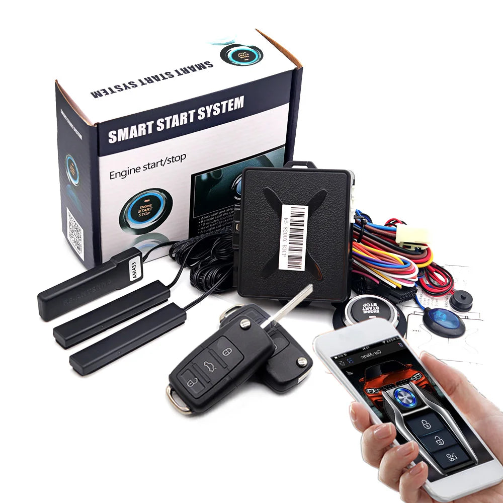 Universal Car alarm with remote starter Autostart system Start stop button system Car accessories Alarm automotive Smart lock