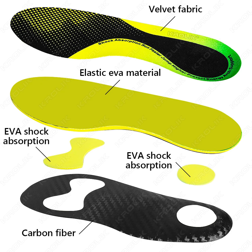 Premium Carbon Fiber Shoe Insoles For Men Women Enhanced Bounce Impact Reduction Athletic Basketball Shoe Cushioning