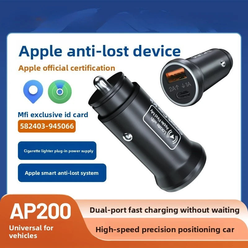Universal GPS Tracker Car OBD Charger Cigarette Lighter USB Type-C for Auto Iphone Ipad GPS Locator Find My Apple Official App