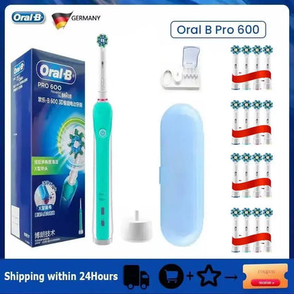 Oral B Electric Toothbrush Pro 4000 3D Action Daily Clean Teeth Visible Pressure Sensor 4 Modes Gum Cares Waterproof Rechargeabl