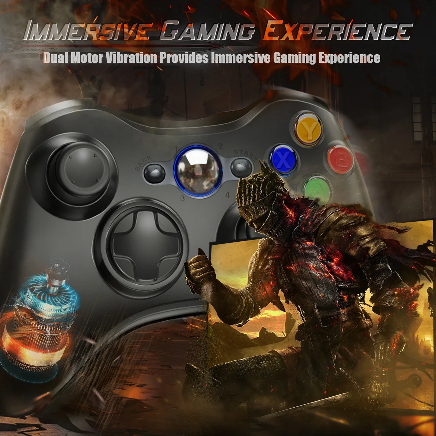 Wireless Gamepad Controller 2.4GHz ,Dual-Vibration Turbo Function ,For Xbox 360/360 Slim/Pc Game Controller Joystick