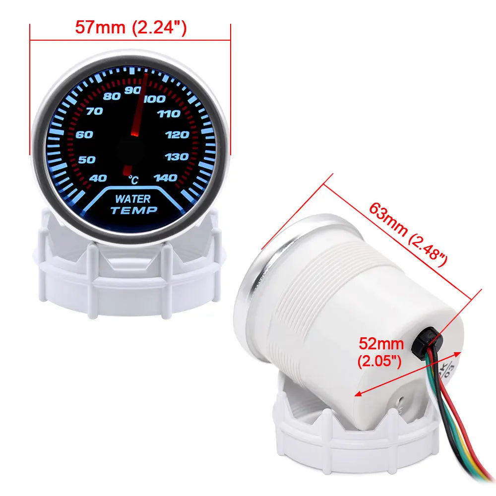 2" 52mm Universal 12V LED Smoke Len -1~0~2 BAR Turbo Boost Gauge Meter / Turbo Boost Meter with White LED Backlight For 12V Car