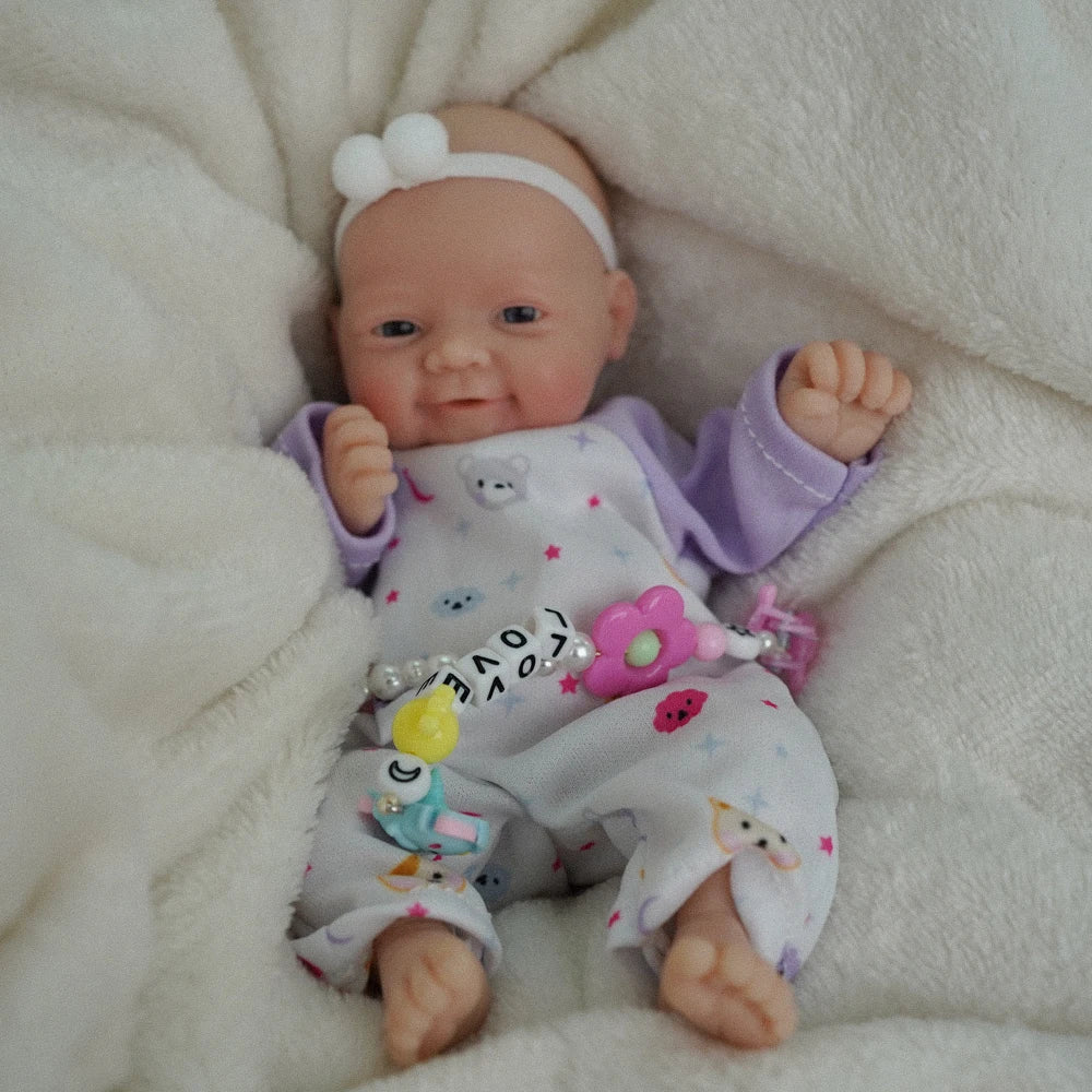 7" Micro Preemie Full Silicone Sweet Baby Doll   Lifelike Mini Reborn Doll Surprice Children Anti-Stress