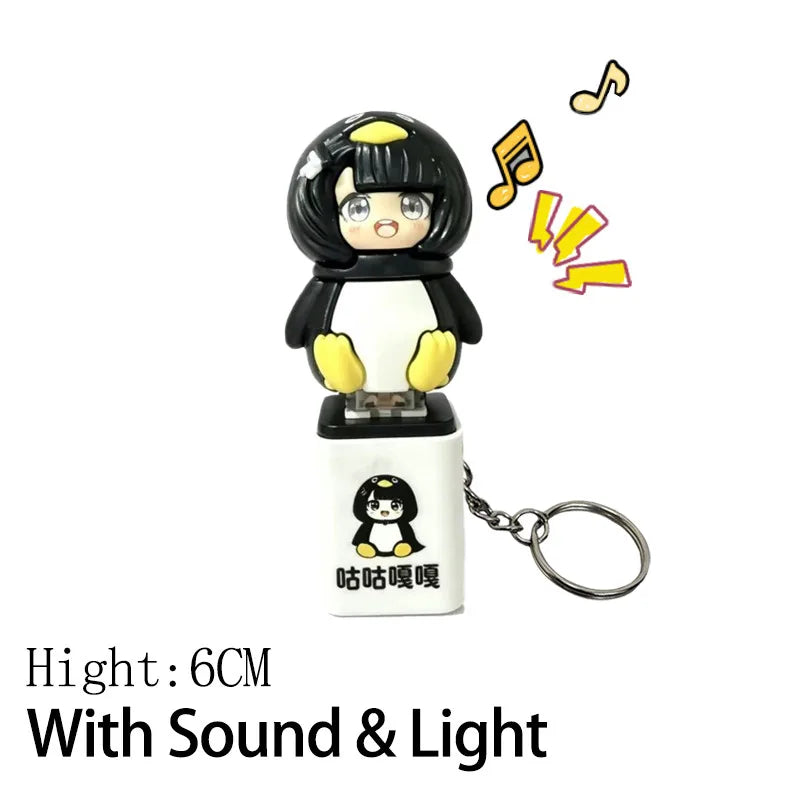 Gugugaga Penguin Keychains Anti-stress Keycap Keychains Cute Penguin Girl Keyrings Bag Charms Gifts 키캡