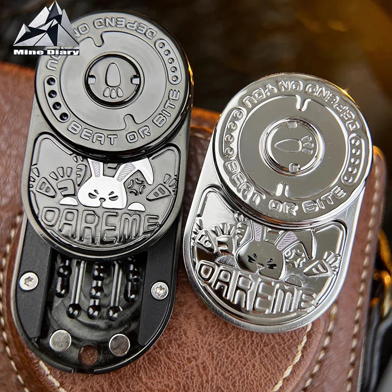 Grumpy Rabbit MIX Push Card Rhythm Stainless Steel Mechanical Ratchet EDC Decompression Toy Tide Play Fingertip Gyro Gifts