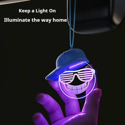 Creative Retro Car Pendant, Luminous Light Bulb Hanging Decoration, High-end Auto Atmosphere Light, Rearview Mirror Decor