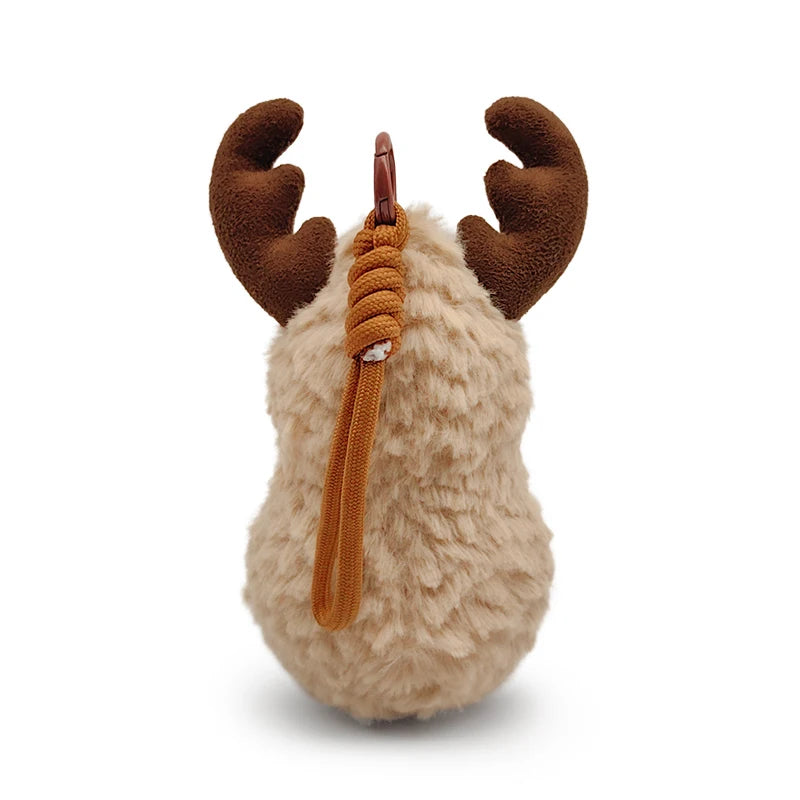 17cm Christmas Peanut & Reindeer Plush Toys Fuzzy Stuffed Animals with Antlers Red Nose Scarf Soft Doll for Kids Gift Home Decor