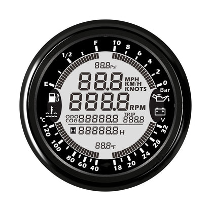 85mm 6 in 1 Car Marine Multi-function GPS Speedometer Tachometer Voltmeter 12V 24V Fuel Level Water Temp Oil Pressure 5Bar 10Bar
