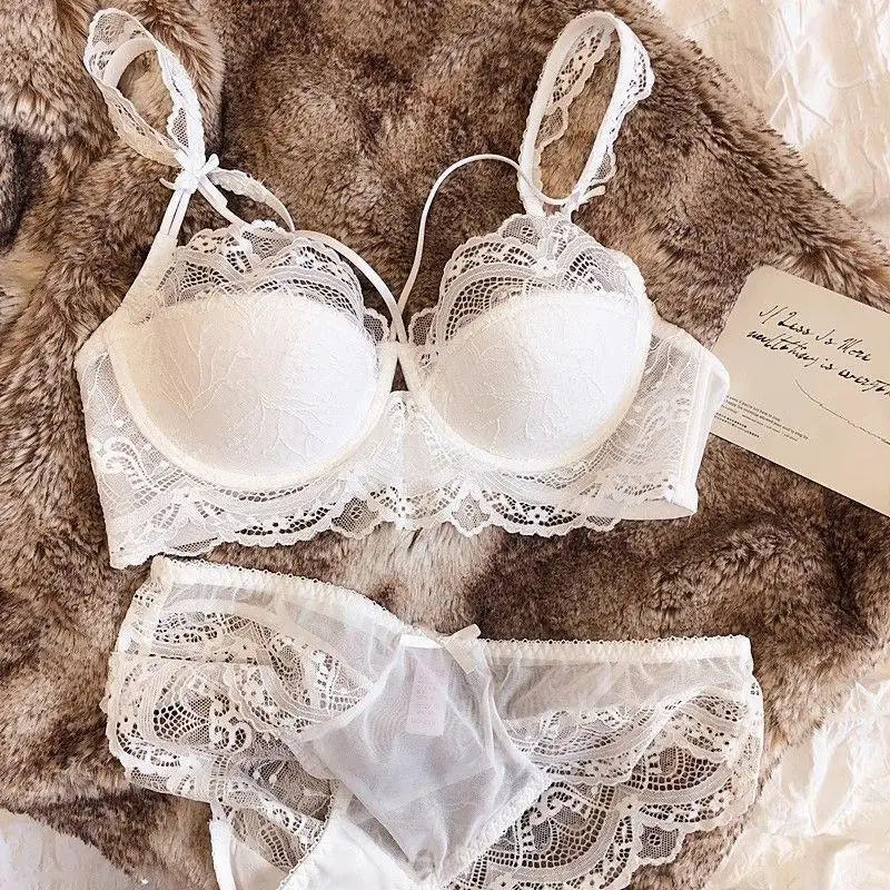 MOYISU Adjustable Lace Bralette for Small Chest Bra Set Removable Straps & Thin Padding Soft Wire Comfort Muslim Girls Underwear