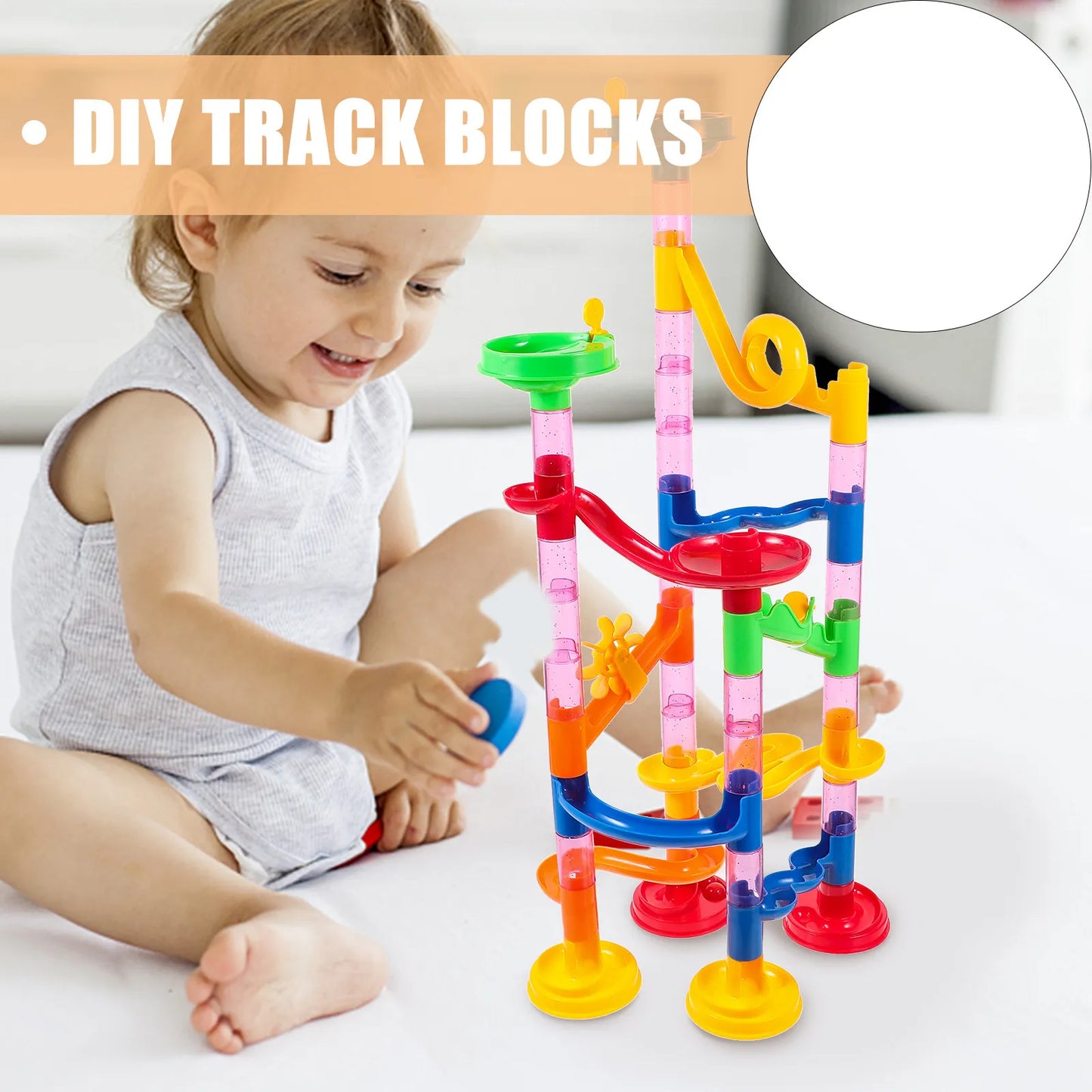 50Pcs Rolling Ball Track DIY Assembled Pipe Set Creative Educational Building Construction Railway Blocks for Kids Development