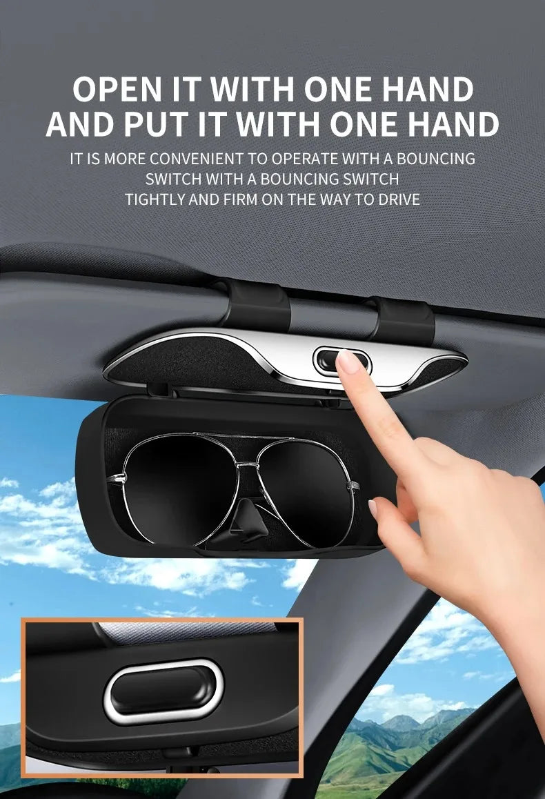 Multifunction Car Glasses Box Portable Car Sunglasses Holder Car Driving Glasses Holder Eyeglass Case Sun Visor For Model Y BMW