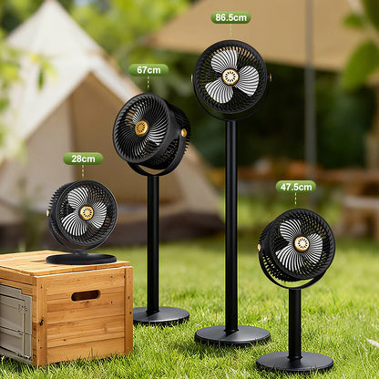 2026 New Upgrade Camping Solar Fan With 4000mAh Battery Powered Tent Camp Fan With Light 5 Speed Wind Adjustable Air Cooling Fan
