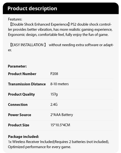 2.4G Wireless Controller Gamepad Dual Vibration Joystick for P2 Console PC Game Controle Joypad USB