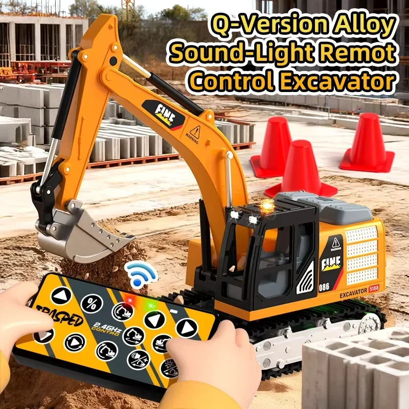 1:64  2.4G RC Model Car Remote Control Excavator Dump Truck Forklift Alloy Plastic Simulation Construction Vehicle Toy For Kid