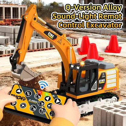 1:64  2.4G RC Model Car Remote Control Excavator Dump Truck Forklift Alloy Plastic Simulation Construction Vehicle Toy For Kid