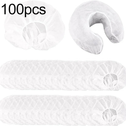 100/10pcs Non-Woven U-Shaped Headrest Pillowcase  Disposable Massage Face Rest Cradle Cover Fitted Headrest Beauty Salon Tools