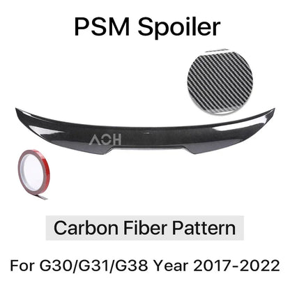 Rear Bumper Trunk Boot Spoiler Lip For BMW 5 Series G30 Gloss Black M5 Roof Wing PSM M4 CS Style 2017-2023 Carbon Fiber Look
