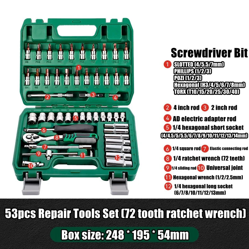 Advanced Car Repair Kit , Ratchet Wrench Set with Sockets Screwdriver Bits, Professional Tool Set, Car Maintenance Essentials
