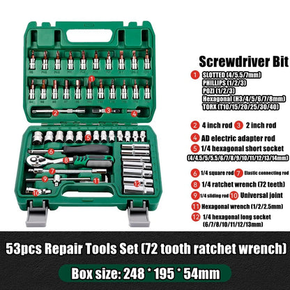 Advanced Car Repair Kit , Ratchet Wrench Set with Sockets Screwdriver Bits, Professional Tool Set, Car Maintenance Essentials