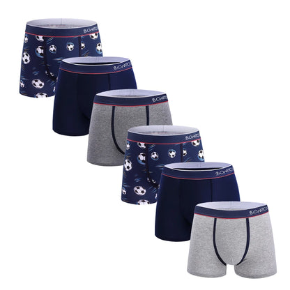 6 Pieces Solid Color Men's Panties BONITOS Letter Waistband Boxer Briefs Cotton Underwear Mens Boxers Classic Men Underpants