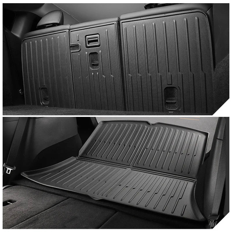 For Tesla Model Y / 3 2019-2023 Full Coverage Rear Trunk Mats TPE Rear Seat Backrest Protective Pad Cargo Liner Anti-Kick Pad