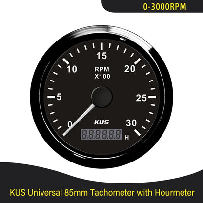 KUS 3K 4K 6K 8K Tachometer RPM Engine Tach Hour Meter LCD Display Inductive for Car Boat Motorcycle