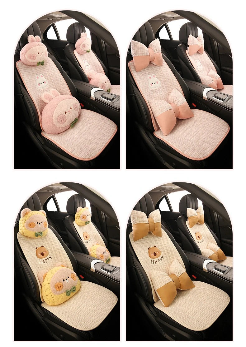 Bear Plush Seat Cushion Cover Universal Skin-Friendly Cute Soft Car Pillow Case Autumn Winter Decorative Seat Accessories