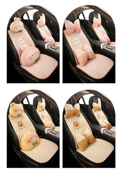Bear Plush Seat Cushion Cover Universal Skin-Friendly Cute Soft Car Pillow Case Autumn Winter Decorative Seat Accessories