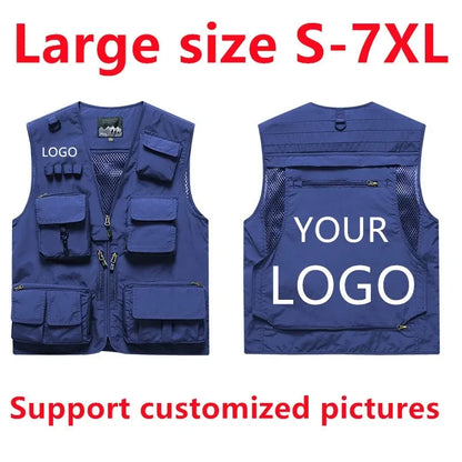 Custom Logo Men's Fleece Vest Winter Warm Sleeveless Jacket Casual Outdoor Sports Waistcoat Male Plus Size 7XL Brand Clothing