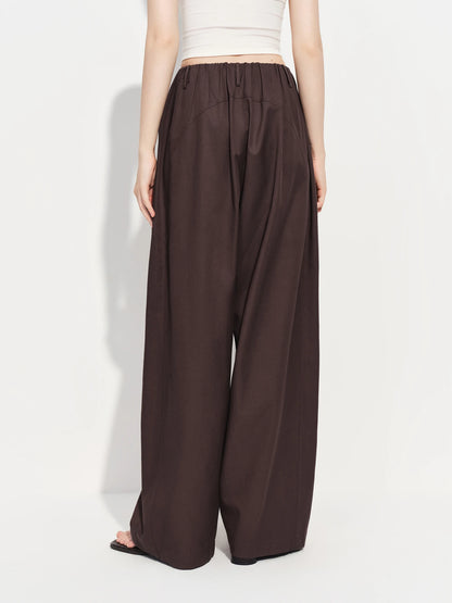 FSLE 2026 Spring Women's Wide Leg Pants Relaxed Fit High Waist Trousers with Draping Straight Cut Minimalist Casual Lounge Pants